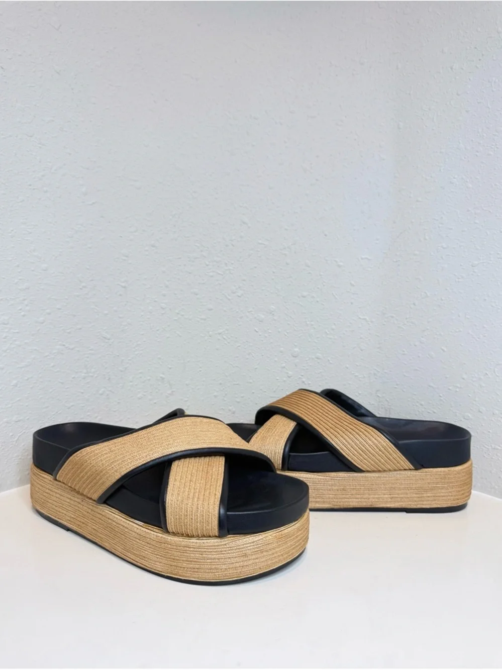 Rebecca Minkoff Woven Dune Khaki Women’s Platform Sandals Size 8 NIB